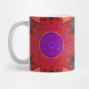 Mosaic Kaleidoscope Flower Blue Red Purple and Orange Mug